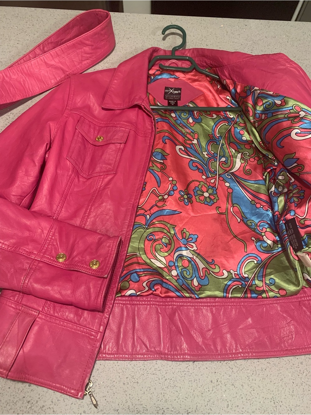 Barbie pink leather jacket Y2K